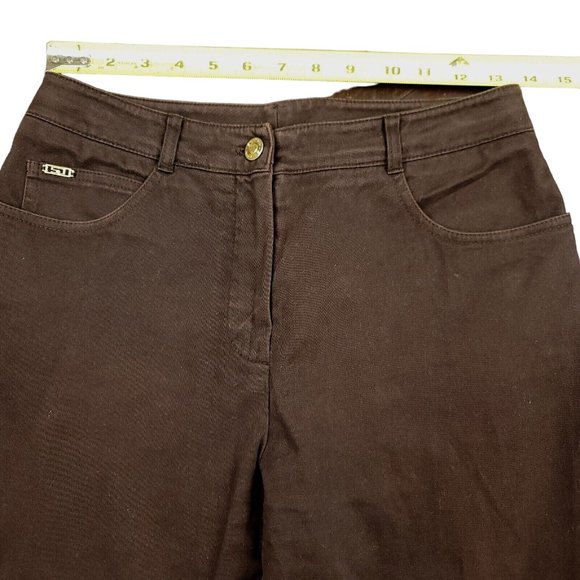 St. John Sport Womens 6 Pants Vintage Brown Denim High Rise Wide Leg Excellent - Picture 6 of 11